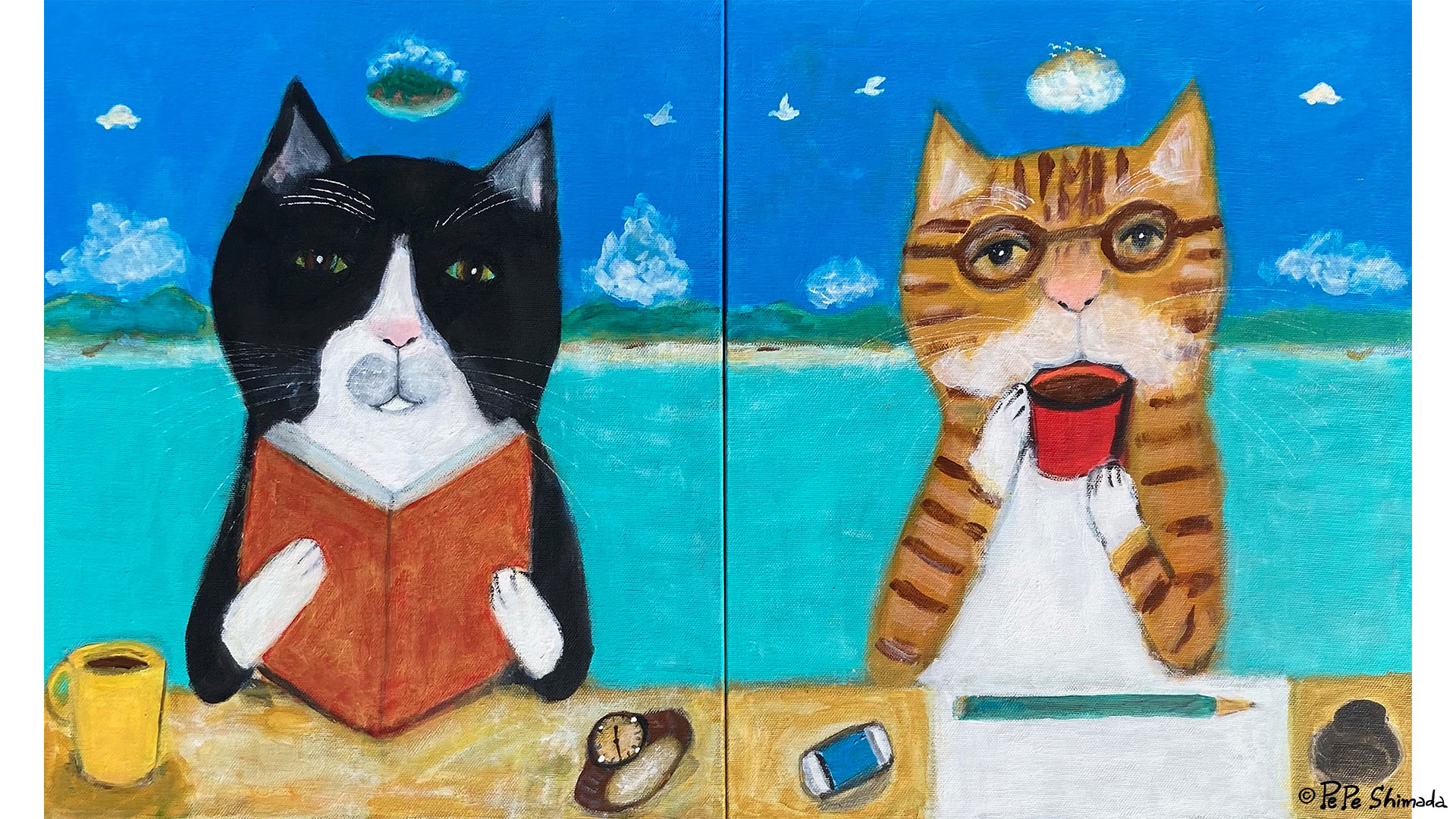 猫の日に向けて Pepe Shimadaさん描き下ろしpc スマートフォン用壁紙画像を無料プレゼント お知らせ トピックス ポプラ社
